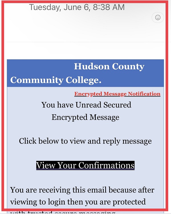 ITS Warning: FRAUD Hudson County Community College Important Fax