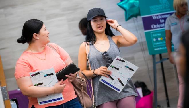 students walking