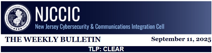 NJCCIC Weekly Bulletin | September 11, 2025