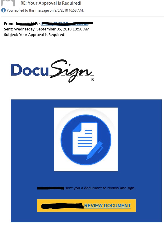 Approval Required DocuSign Scam