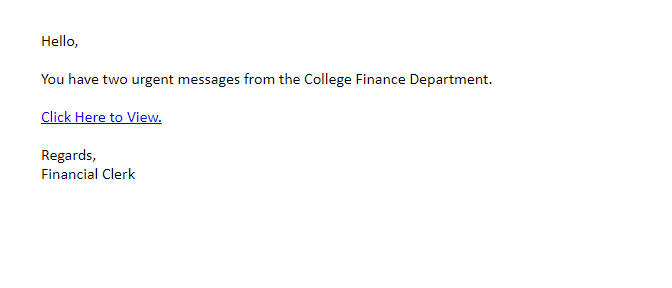 Finance Department Message Scam
