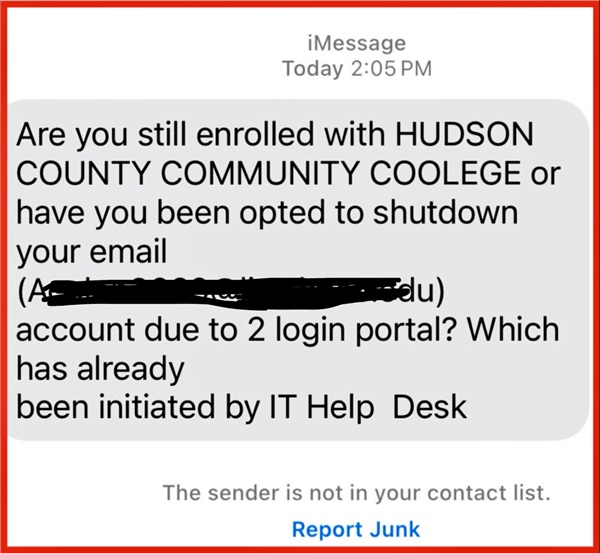 ITS Warning: Are you still enrolled text message