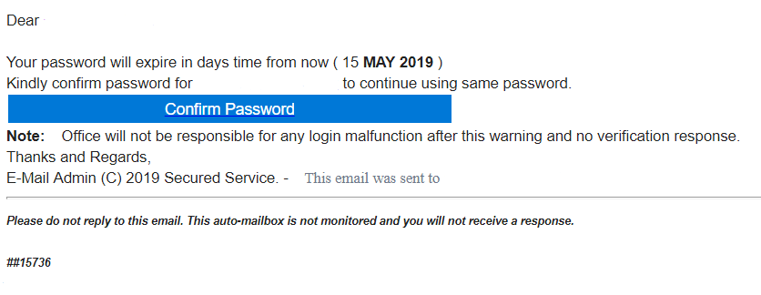 Important Update Password Scam