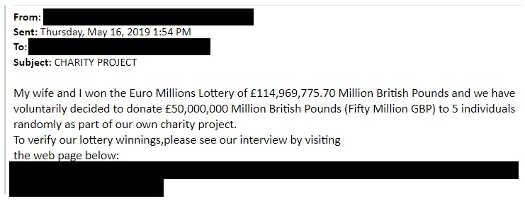 Lottery Donation Scam