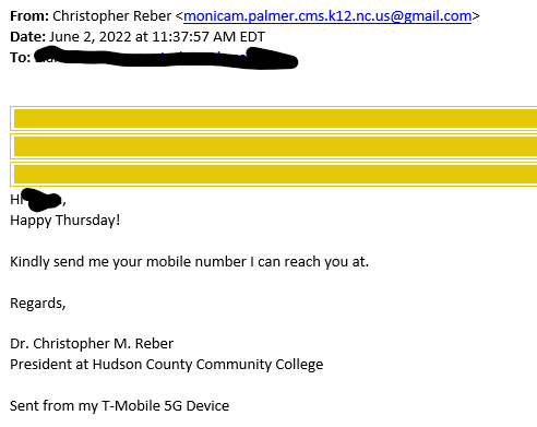 ITS Warning: Empty subject email from "Christopher Reber"