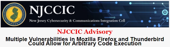 Multiple Vulnerabilities in Mozilla Firefox and Thunderbird Could Allow for Arbitrary Code Execution