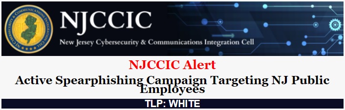 Active Spearphishing Campaign Targeting NJ Public Employees