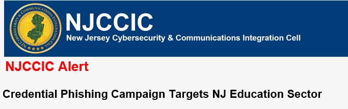 NJCCIC Credential Phishing Campaign