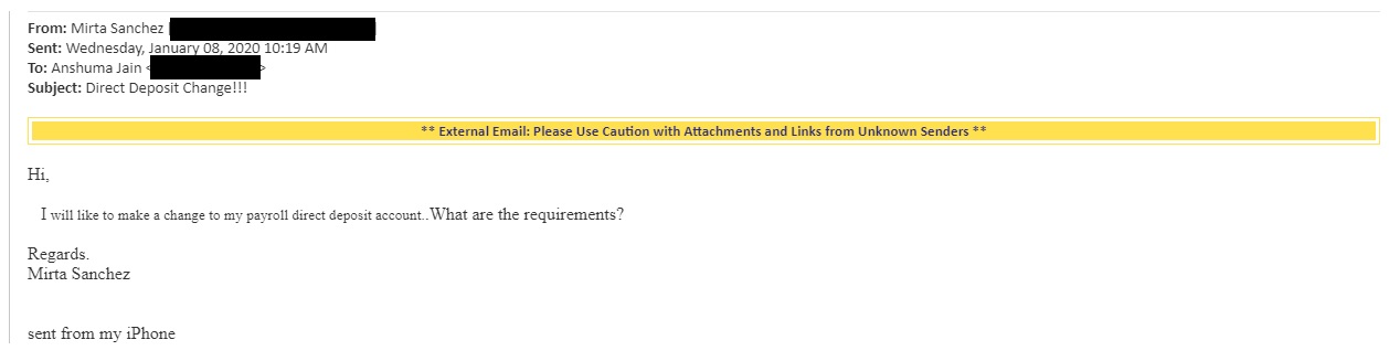 Payroll Direct Deposit Scam
