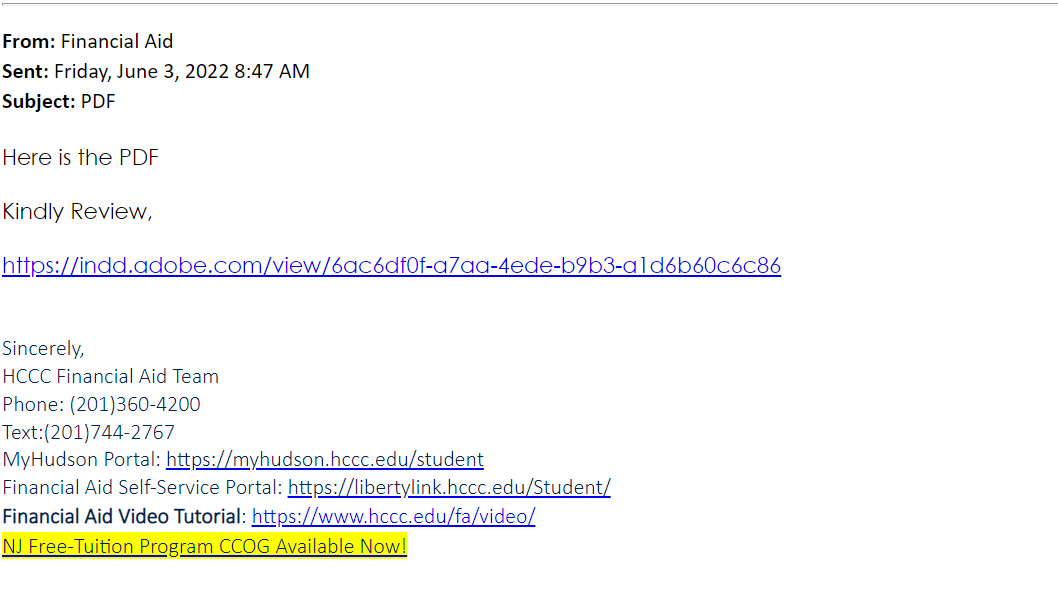 ITS Warning: PDF Phishing Email