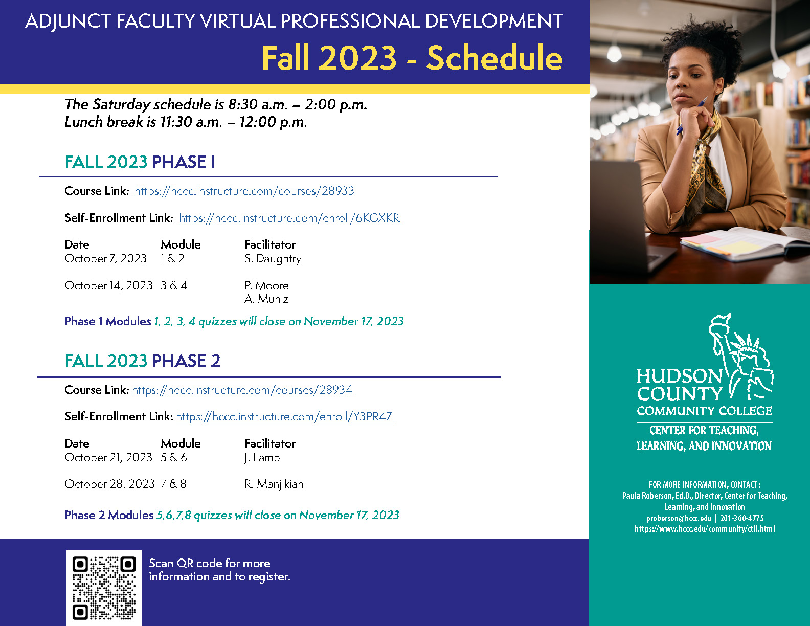 ADJUNCT FACULTY VIRTUAL PROFESSIONAL DEVELOPMENT FALL 2023 SCHEDULE