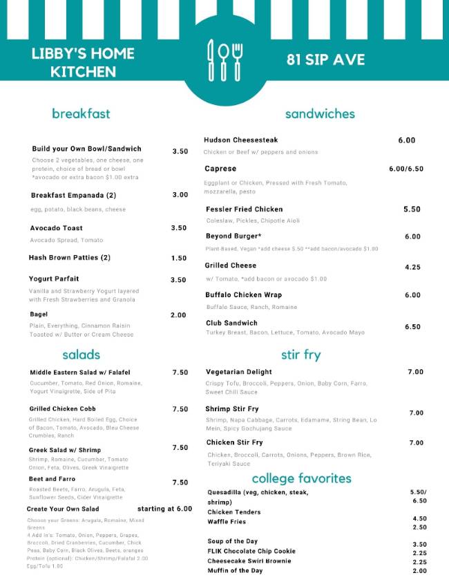 Libby Kitchen Menu