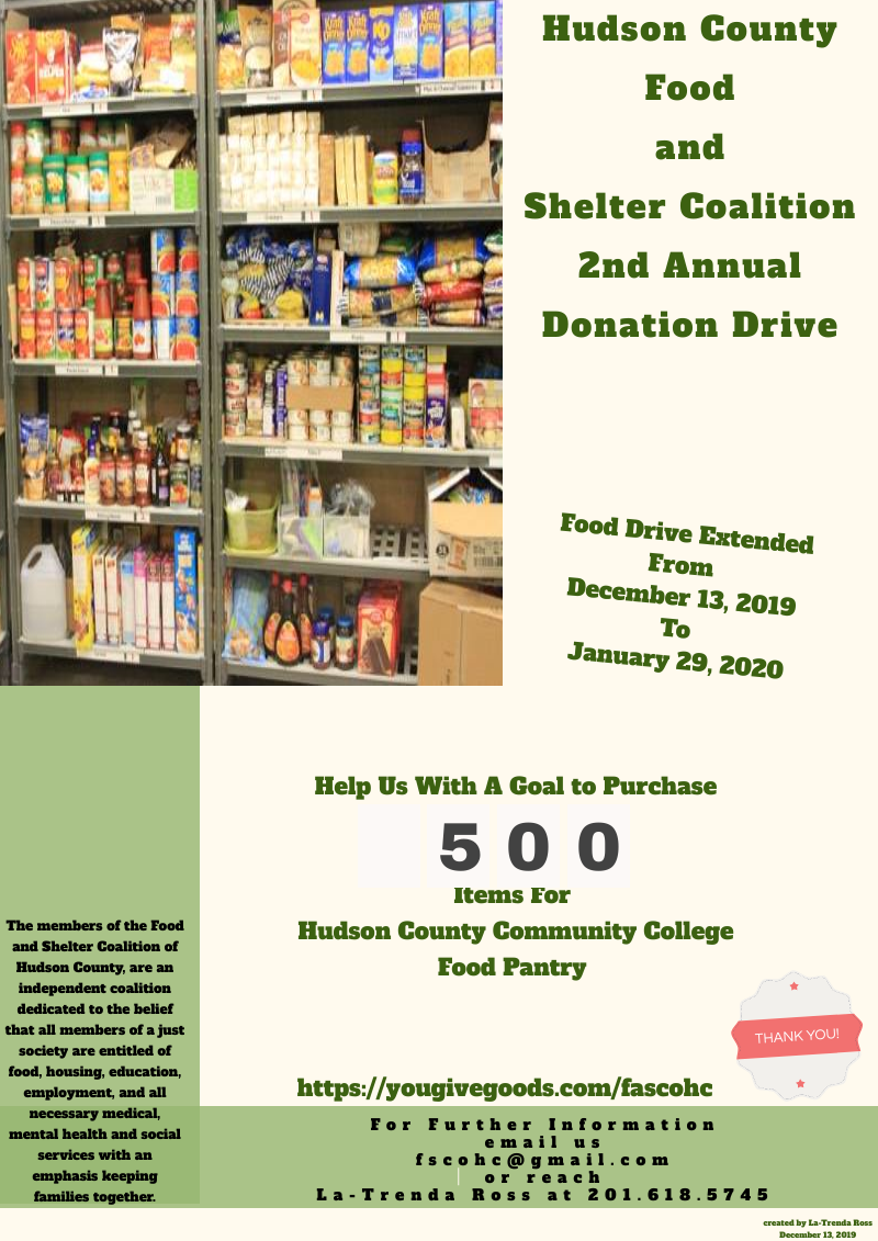 The Food and Shelter Donation Drive Flyer.