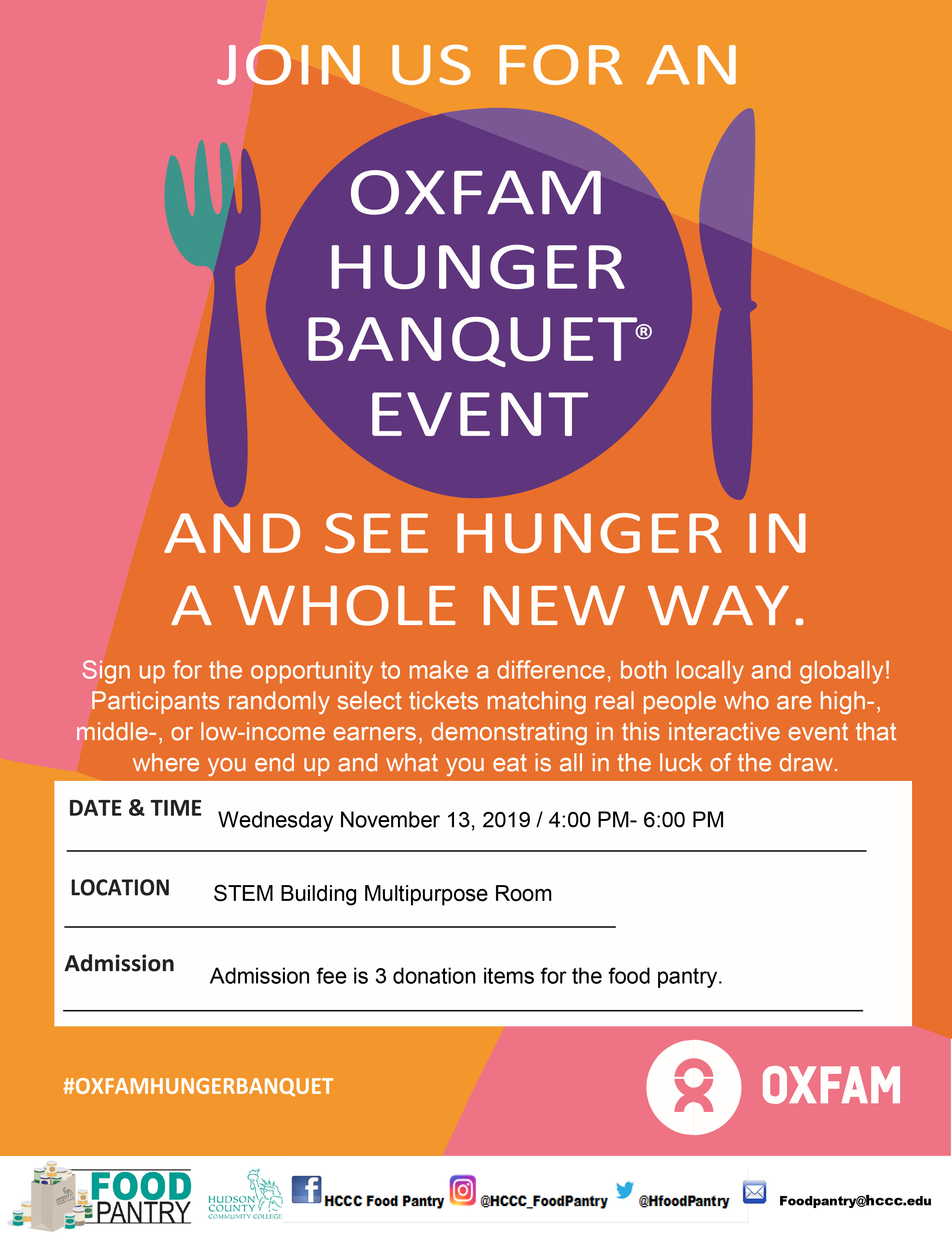 The Oxfam Hunger Banquet Event.