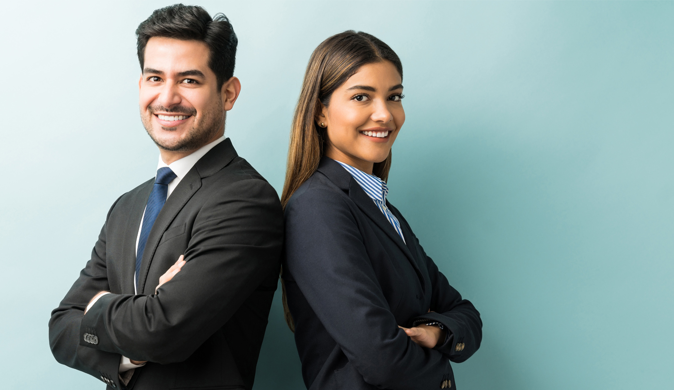 Two students posing