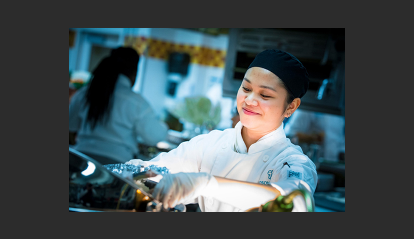 Student prepping food