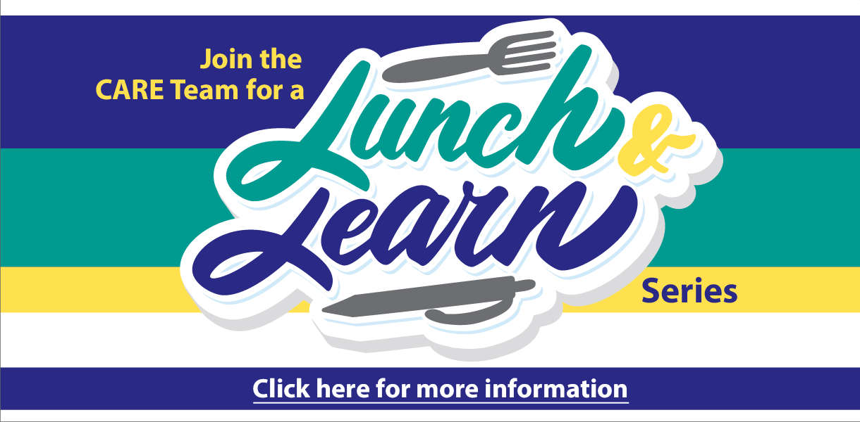 MONDAY, NOVEMBER 7 AND MONDAY, DECEMBER 5 - Join the CARE Team for a Lunch and Learn Series. The in-person portion will be held at 12 p.m. at 81 Sip Avenue, Multipurpose Room, Jersey City, NJ. Participating attendees will learn more about mental health, wellness, accessibility, and basic needs resources and services at HCCC.