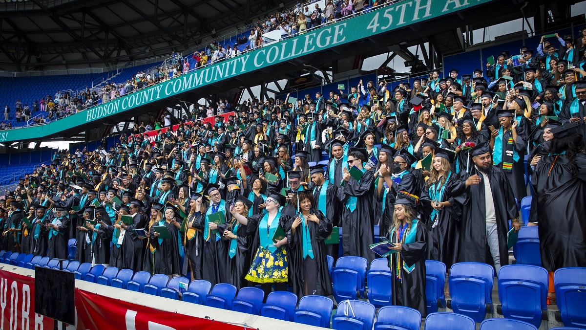 A glimpse of the joy at Hudson County Community College’s 2022 Commencement celebration at Red Bull Arena in Harrison, NJ.