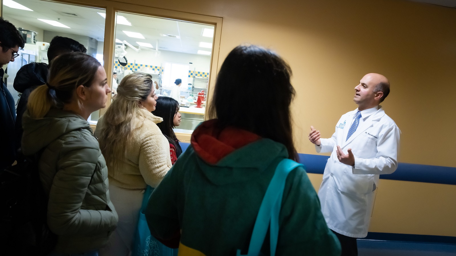 Prospective students of Hudson County Community College’s tour the kitchens of the College’s award-winning Culinary Arts program with Dr. Ara Karakashian, Dean of Business, Culinary Arts, and Hospitality Management.