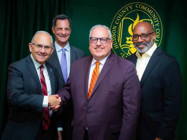 HCCC President Dr. Christopher M. Reber met with St. Peter’s University President Dr. Eugene J. Cornacchia to sign the transfer agreement between the two institutions.