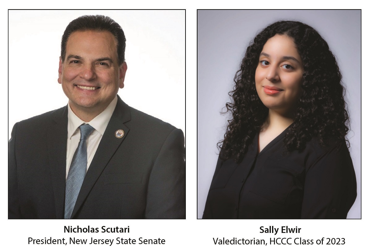 New Jersey Senate President Nicholas Scutari, and Valedictorian Sally Elwir.