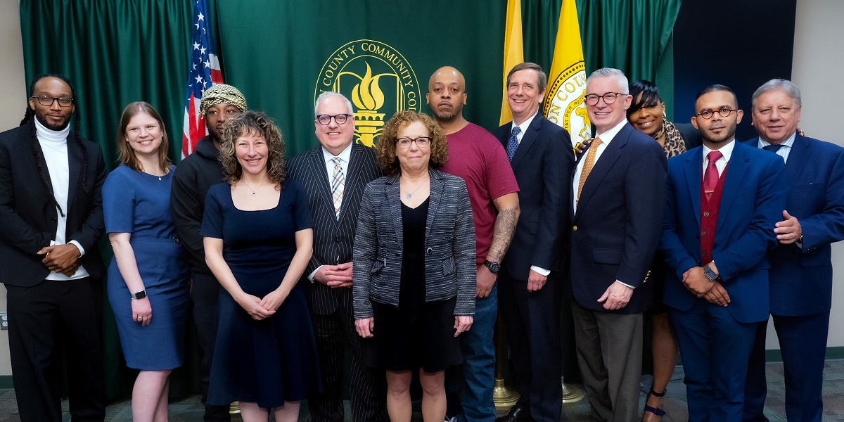 Participants in the press conference at HCCC announcing the launch of NJ Reentry Corporation’s inaugural Summer Training Institute.