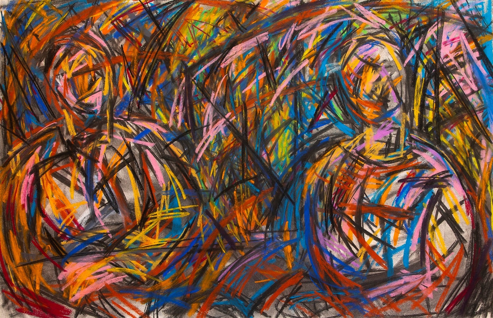 “Two Figures” by David Acker, 1980, Oil pastel, 25.75” x 39.5”. “Two Figures” by David Acker, 1980, Oil pastel, 25.75” x 39.5”.