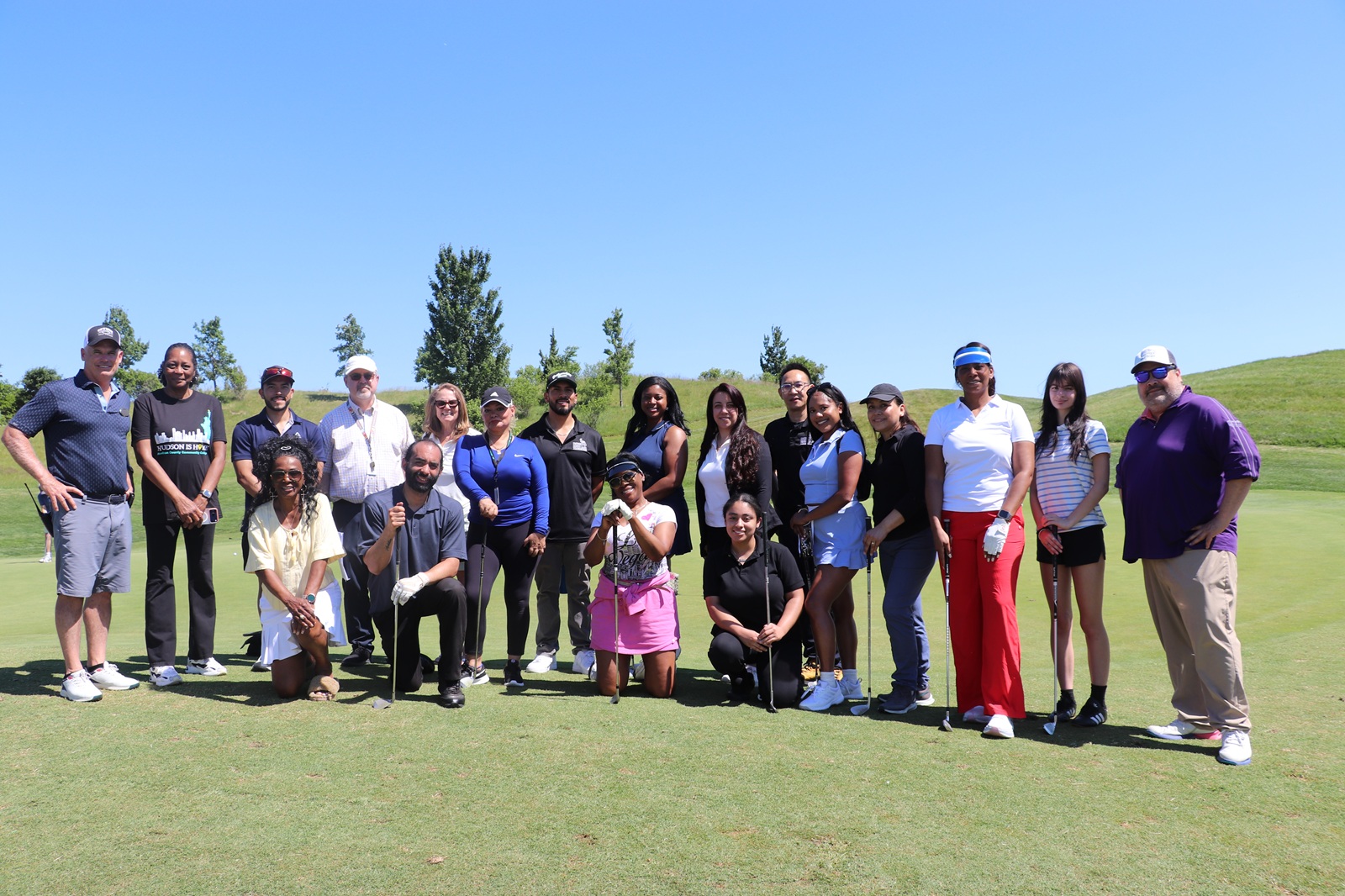 HCCC’s student golf clinic participants enjoy a lesson at Skyway Golf in Jersey City.