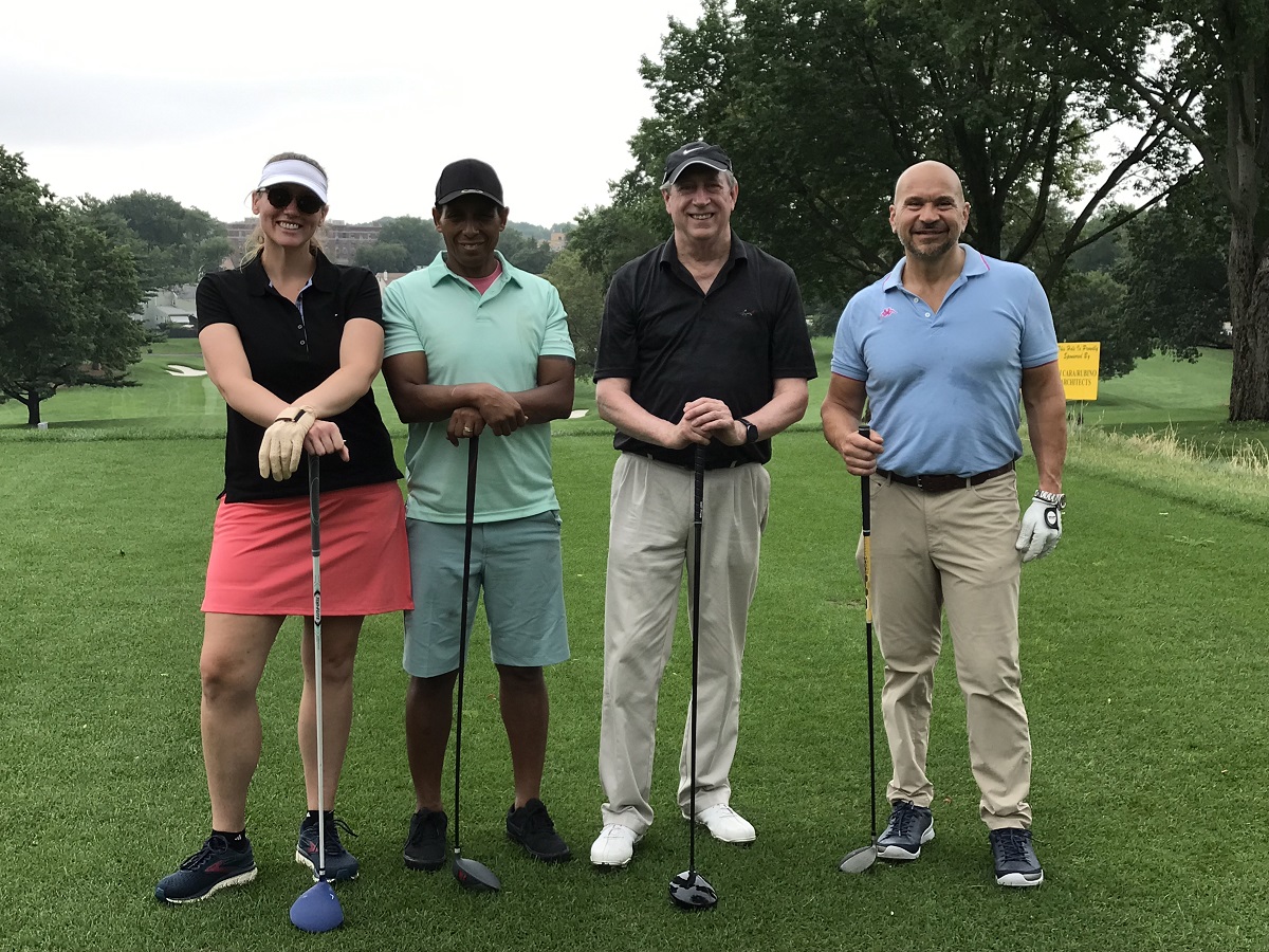 Pictured from left at the 2021 HCCC Foundation Golf Outing are the New Jersey Restaurant and Hospitality Association foursome: Leslie Steele, Micha Steele, Tom Mintzer, and Mike Frodella.