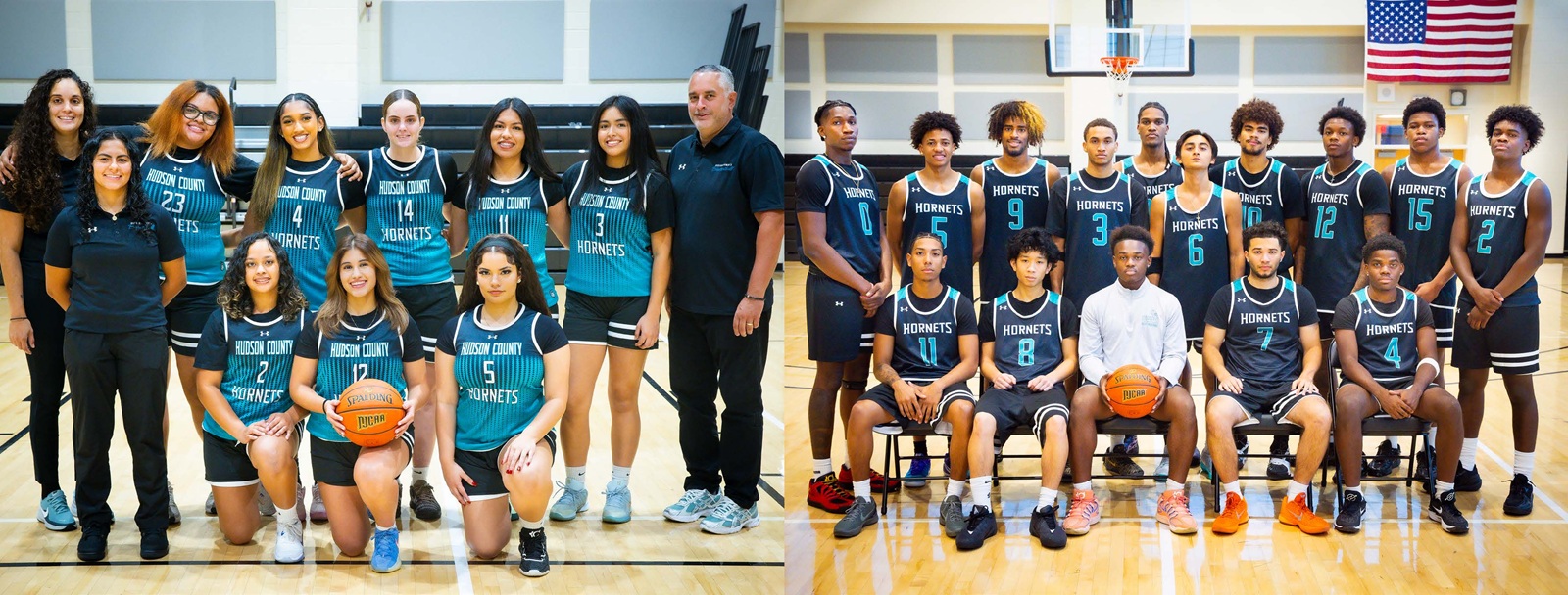 Hudson County Community College’s (HCCC) Hudson Hornets women’s and men’s basketball teams.