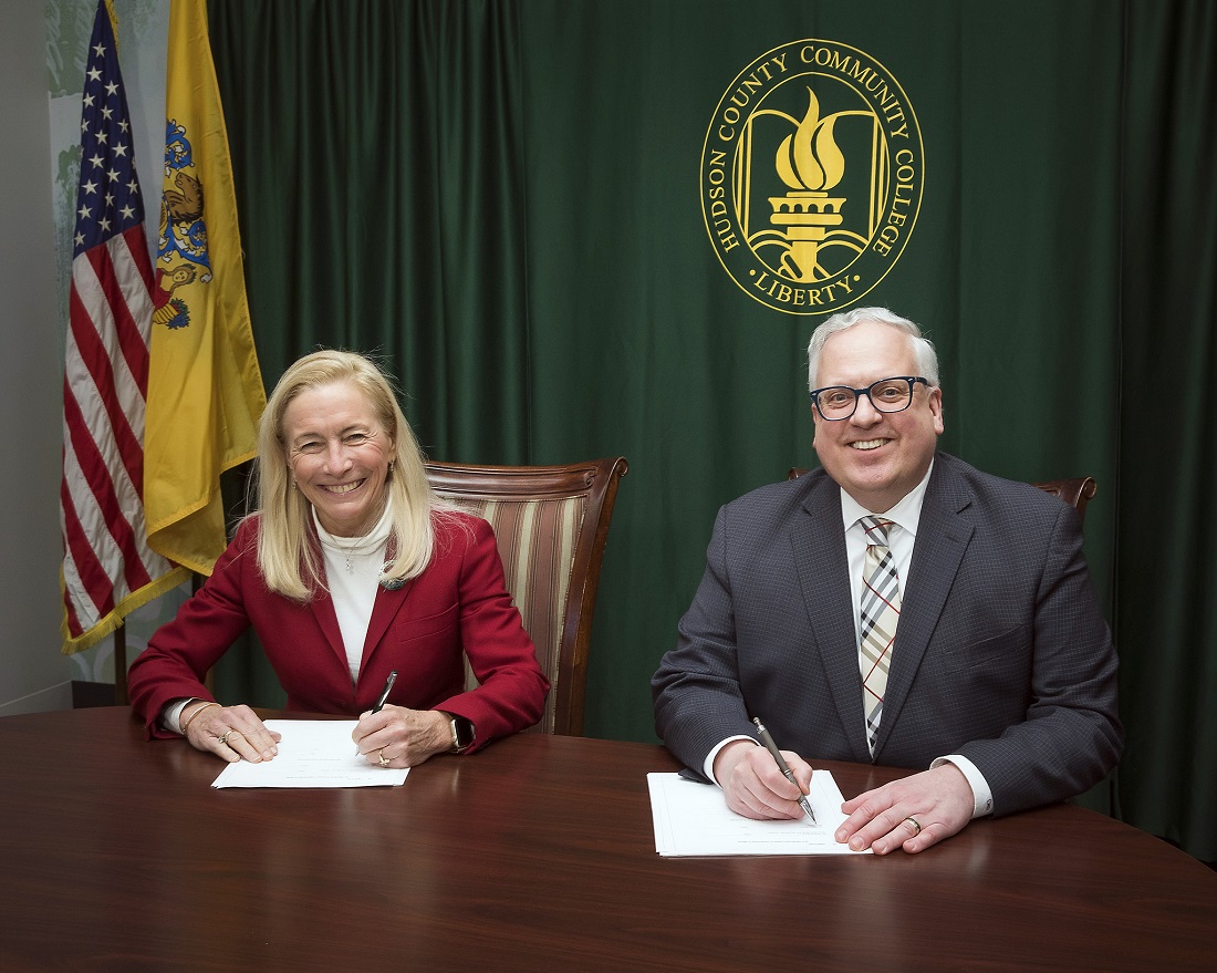 Pictured here, NJCU President Dr. Sue Henderson and HCCC President Dr. Chris Reber at an articulation signing earlier this year.