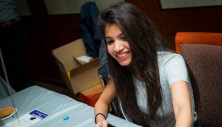 Student at table