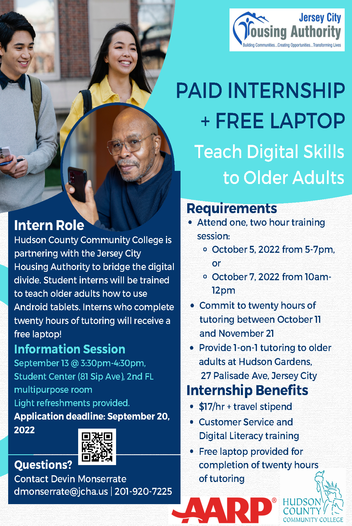 AARP Digital Literacy Paid Internship Opportunity Flyer