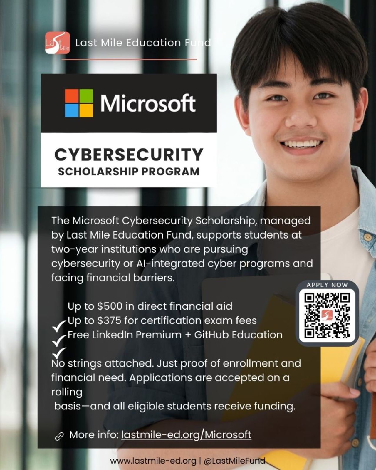 Microsoft Cybersecurity Scholarship Program Flyer