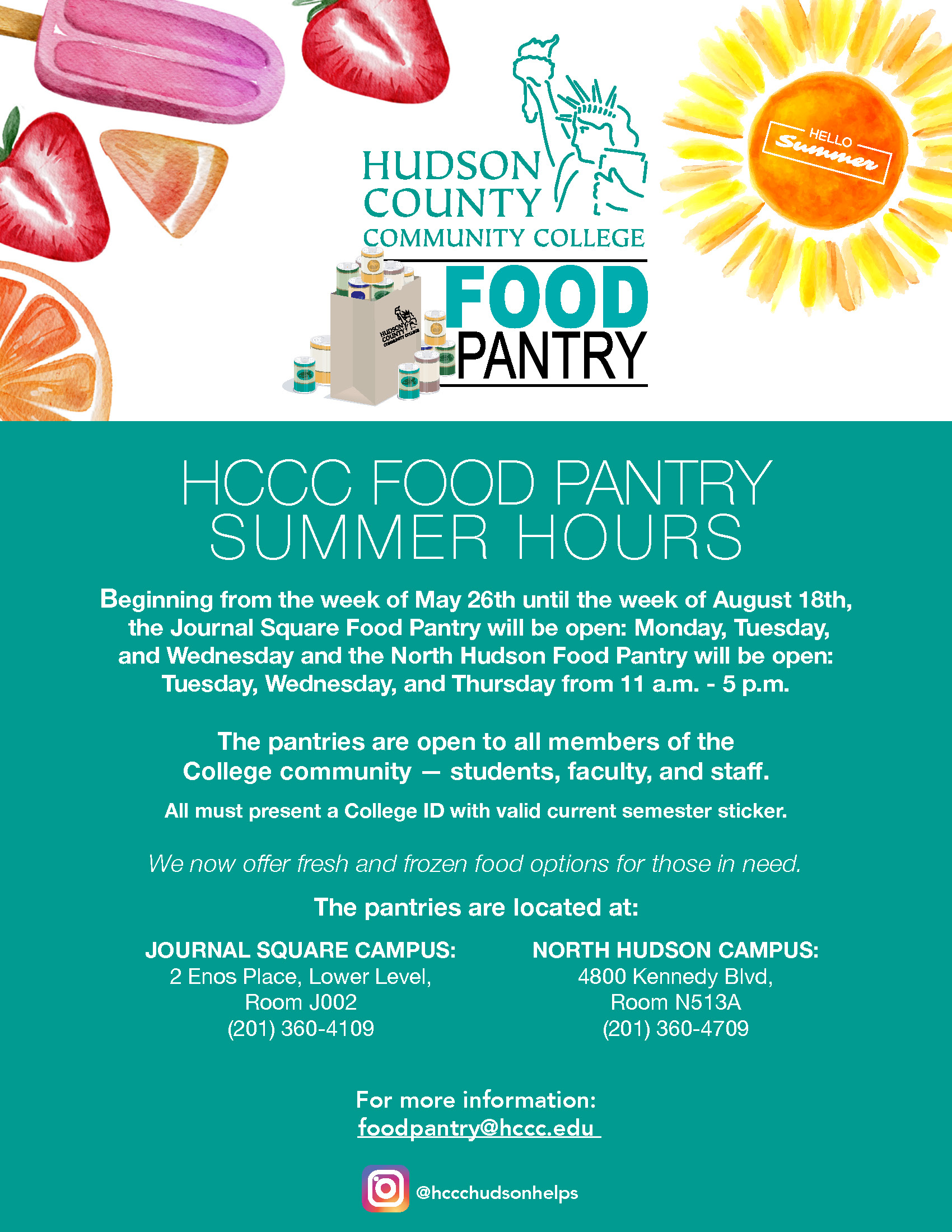 Food Pantry Summer Hours 2025